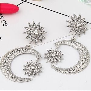 ❤️ Big Luxury Sun Moon Stars Drop Earrings